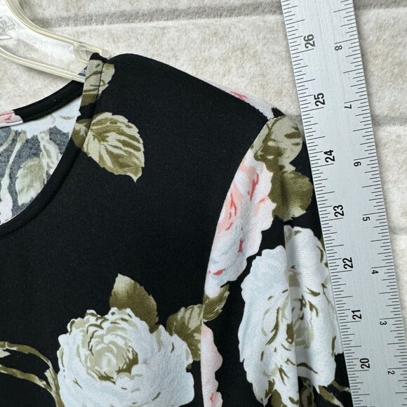 Show Me Your Mumu Black Floral Tunic Top Long Sleeve Stretch Women’s Small - Picture 7 of 9